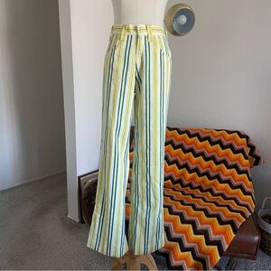 Vintage 1970s Cornet Disco Bright Striped High Rise Flare Pants